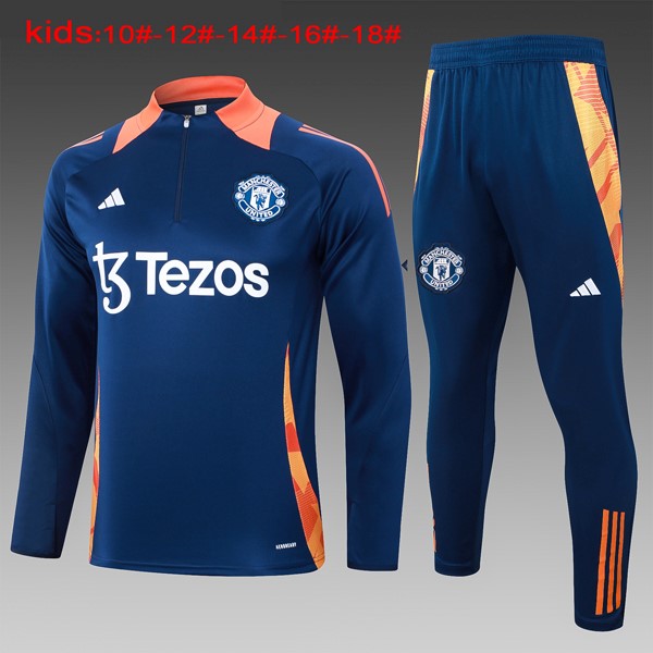 Niños Sudadera De Training Manchester United 2024/25 Azul Naranja 3